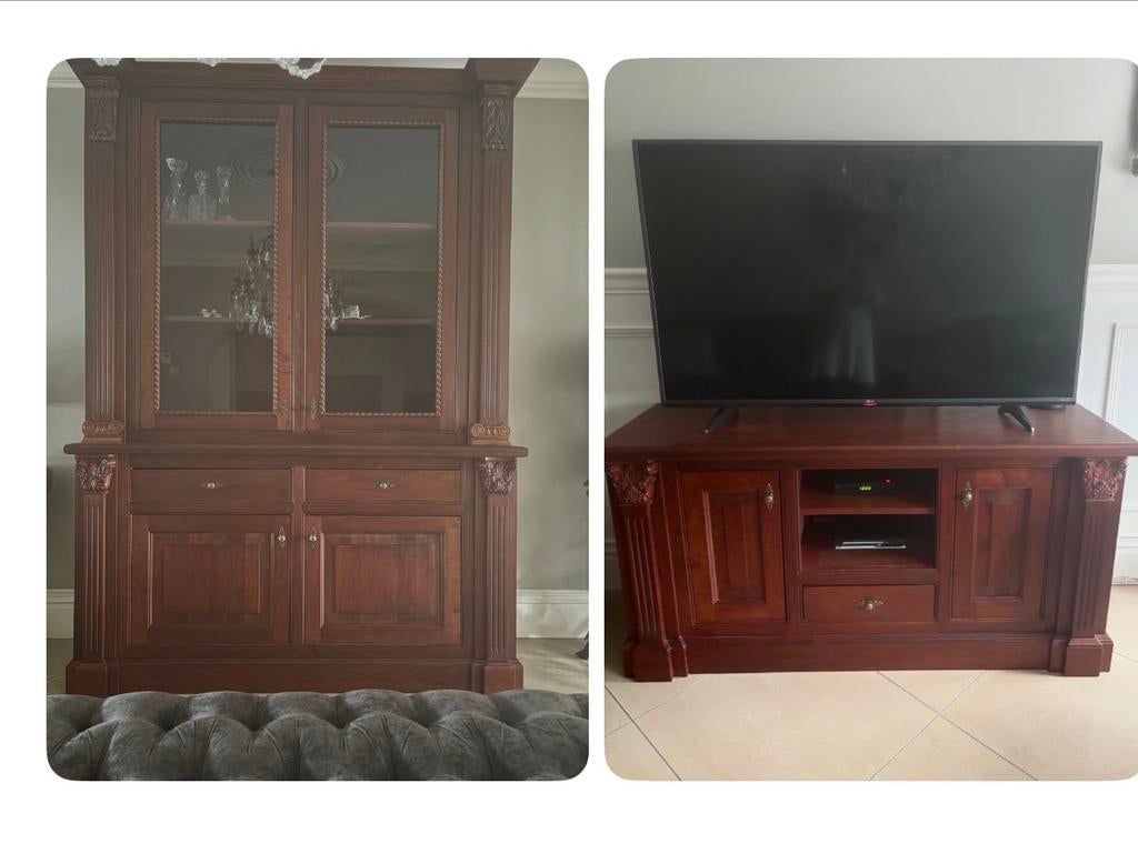 Barok set vitrine kast en tv kast, Ophalen, Zo goed als nieuw, 25 tot 50 cm, Minder dan 100 cm