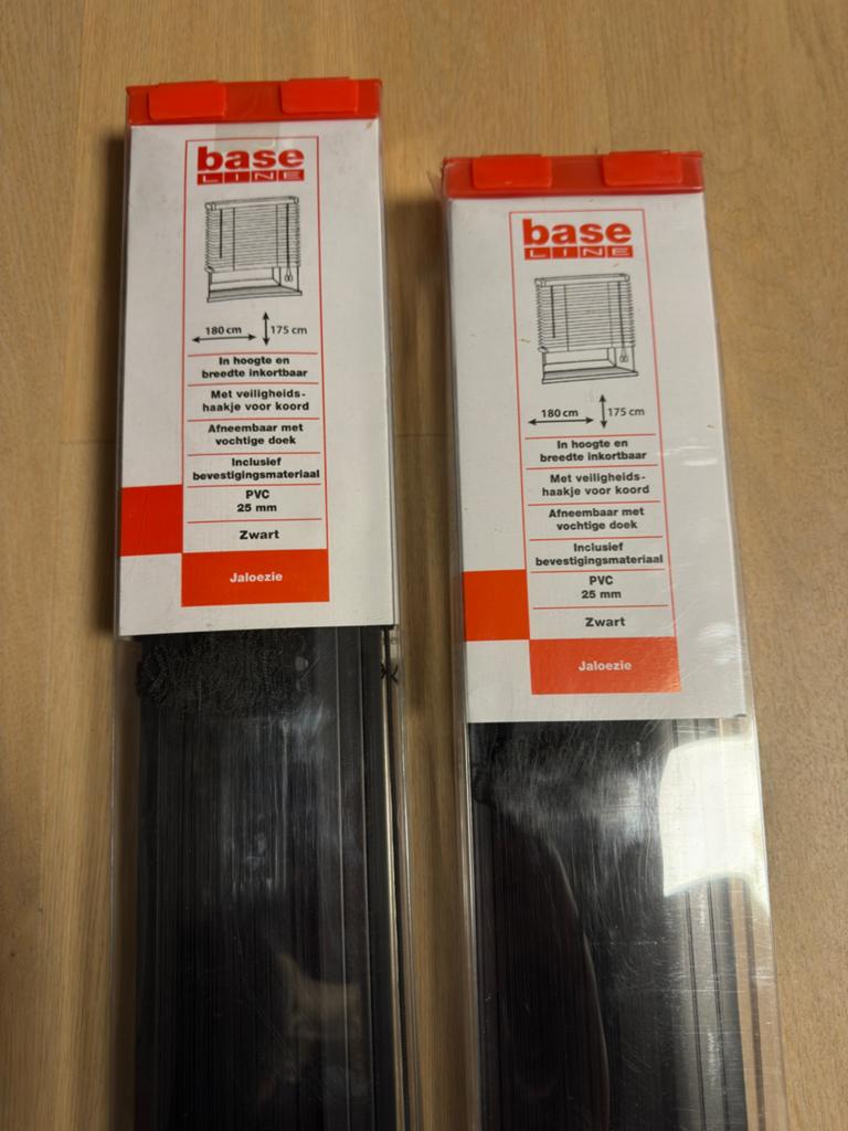 2x Base Line Jaloezie Zwart PVC 180x175 cm, Ophalen, Nieuw, Zwart, 150 tot 200 cm