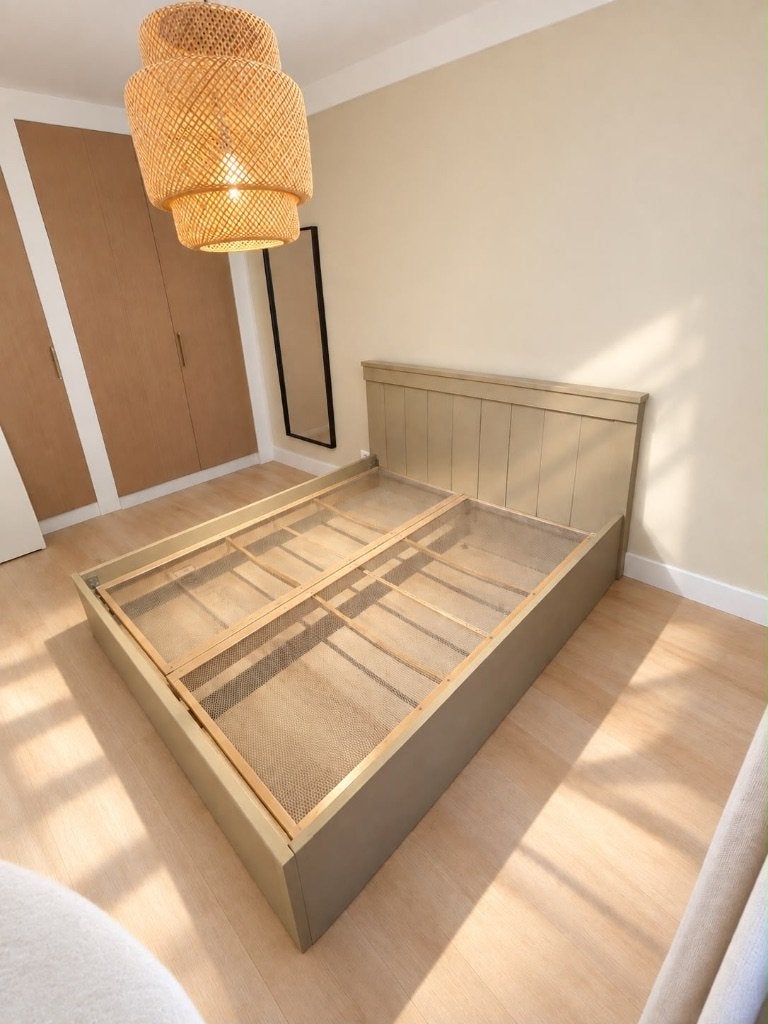 Steiger houten bed 160x200cm, Ophalen, Gebruikt, Steigerhout, Tweepersoons