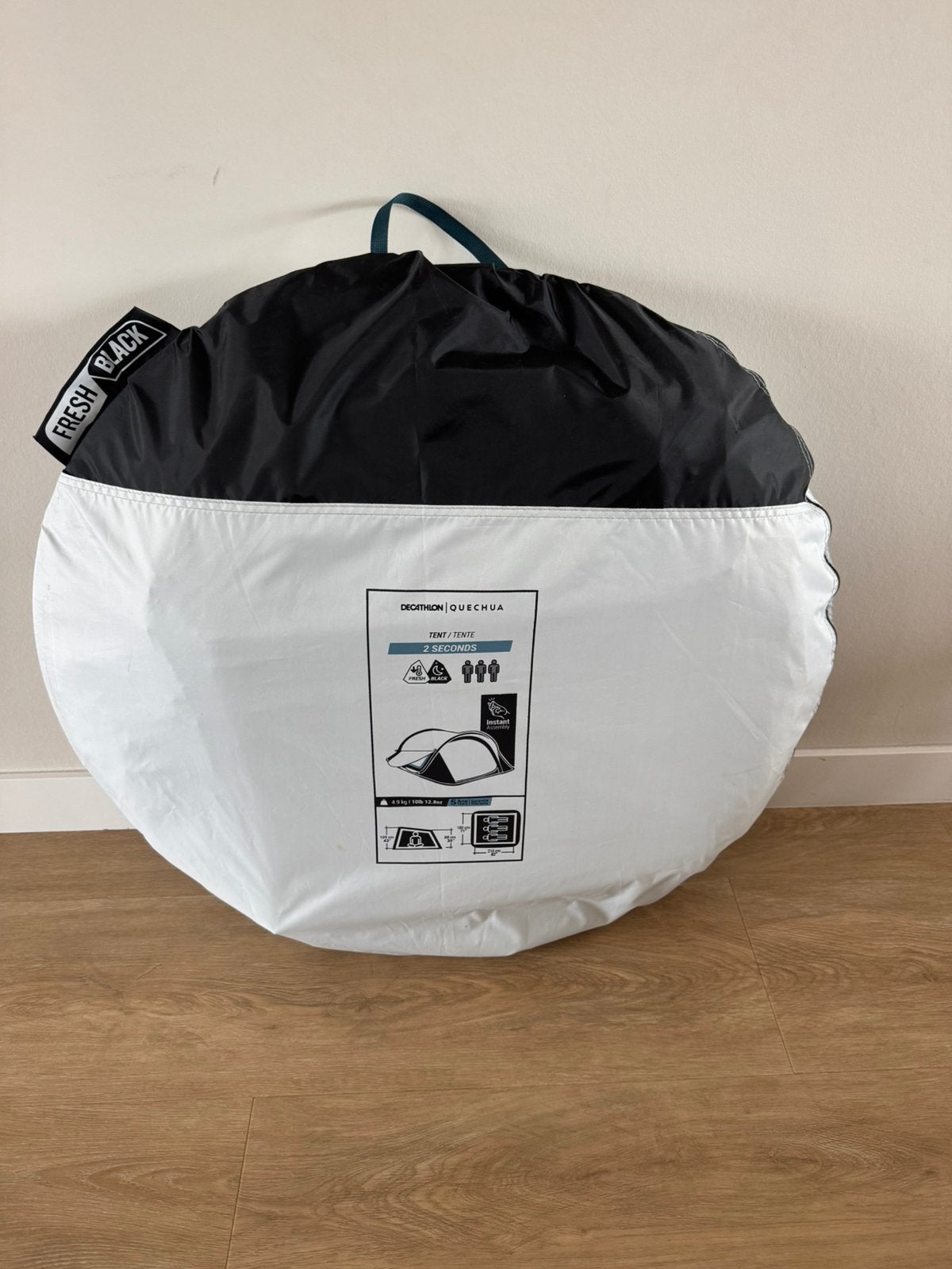 Quechua pop-up tent fresh & black 2 seconds 3 persoons, Caravans en Kamperen, Tenten, Ophalen, Zo goed als nieuw, Tot en met 2