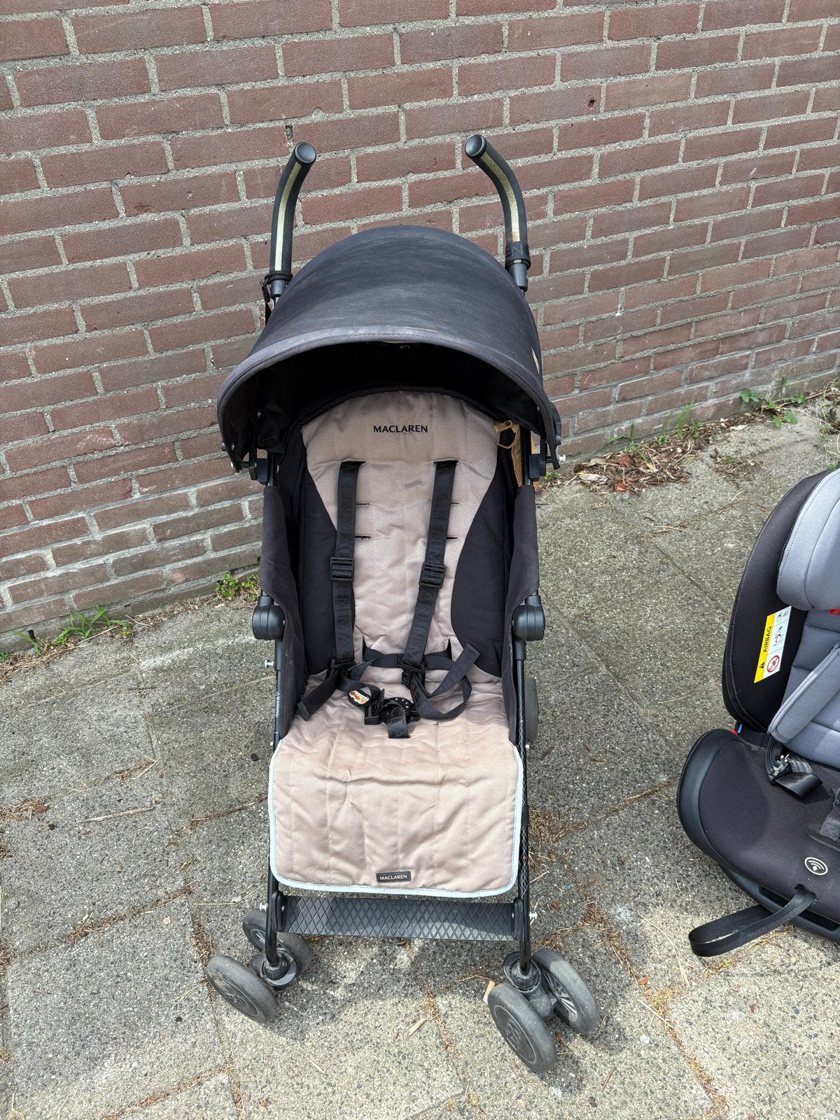 Maclaren buggy, zwart en beige, Ophalen of Verzenden, Gebruikt, Maclaren, Verstelbare rugleuning