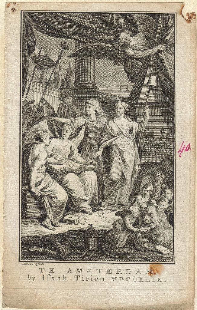 Jan Punt ets "Te Amsterdam bij Isaak Tirion", 1749, Antiek en Kunst, Ophalen