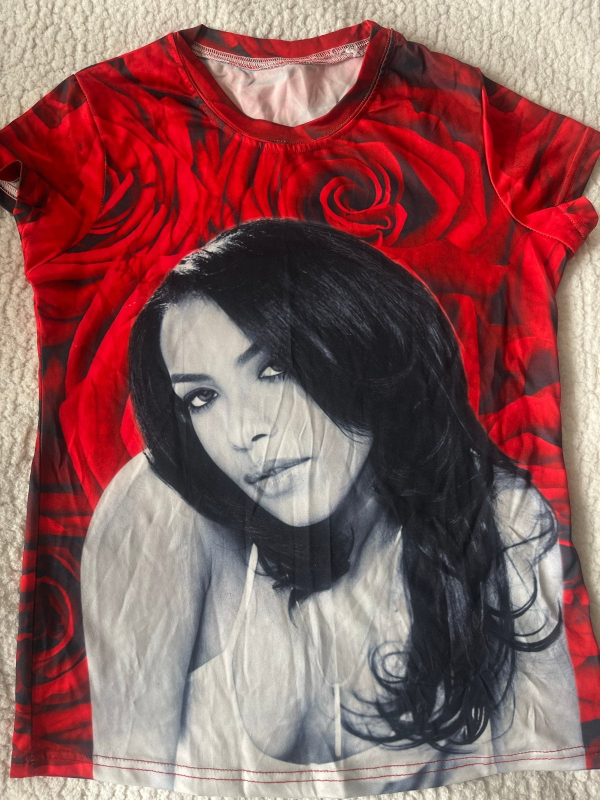 Aaliyah T-shirt met rozenprint, Kleding | Dames, Verzenden, Zo goed als nieuw, Korte mouw, Maat 36 (S)