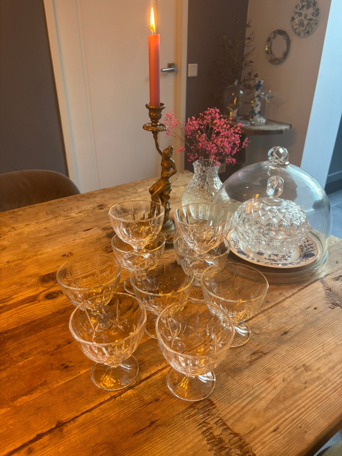 ARC dessertcoupes bewerkt glas stermotief, vintage, Ophalen of Verzenden