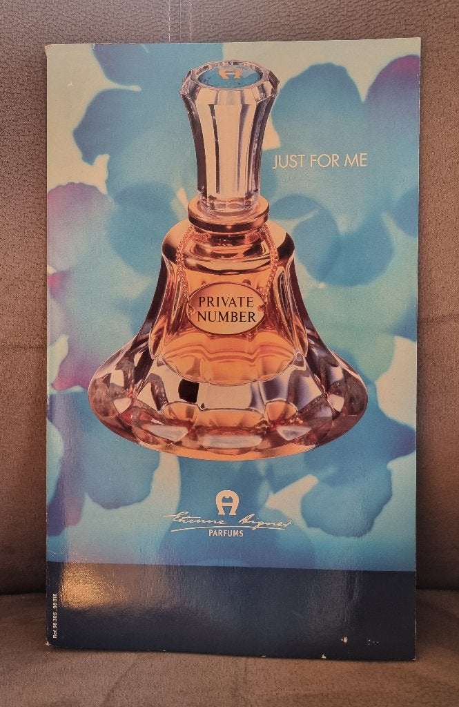 Reclamebord Etienne Aigner Private Number parfums, Ophalen of Verzenden, Gebruikt, Overige typen