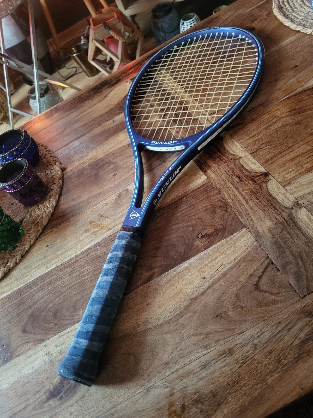 Vintage Dunlop Pro Lite 90 Tennisracket, Sport en Fitness, Gebruikt, Ophalen of Verzenden, Racket, L3