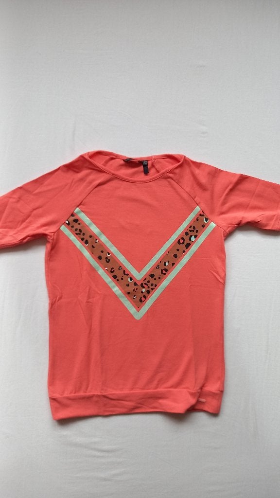 koraalrood T-shirt nono 146/152 1x gedragen, Ophalen of Verzenden, Zo goed als nieuw, Meisje, Shirt of Longsleeve