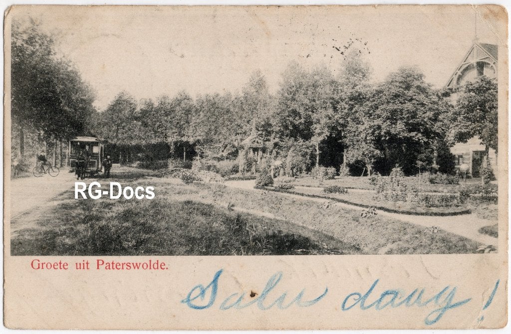 Ansichtkaart - Briefkaart Paarden Tram Paterswolde - 1904, Verzamelen, Ophalen of Verzenden, Voor 1920, Gelopen, Drenthe