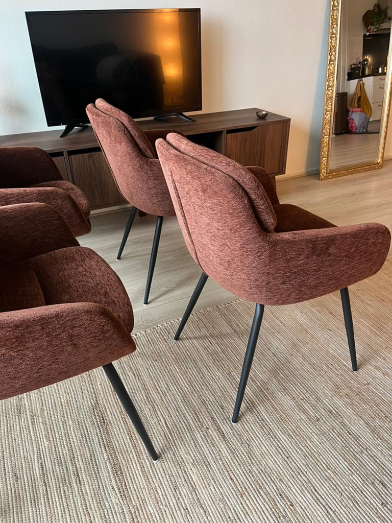 4x Kwantum Demonte Roest eetkamerstoelen – zo goed als nieuw, Huis en Inrichting, Ophalen, Zo goed als nieuw, Stof, Vier