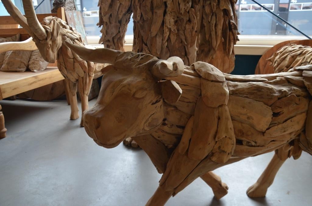 Handgemaakte Os / Stier (90 cm), Verzenden, Nieuw, Hout
