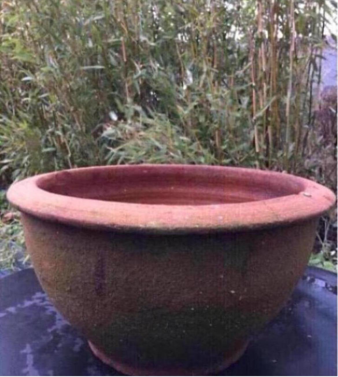 Oude terracotta pot prachtige Oud Hollandse stijl, Ophalen, Gebruikt, Rond, Binnen