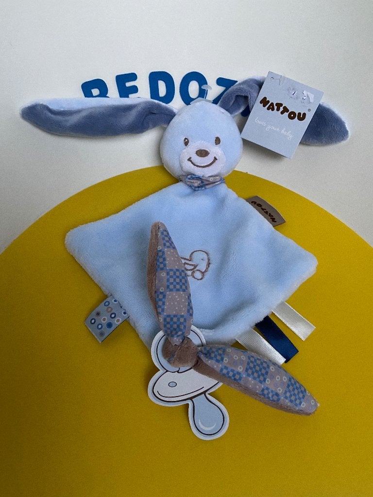 K4423 Nattou doek doekje konijn blauw, Ophalen of Verzenden, Nieuw, Overige typen