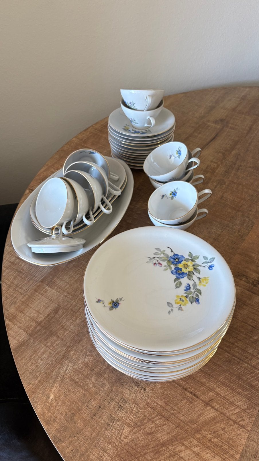 Porseleinen Bavaria servies (blauw/geel), Ophalen