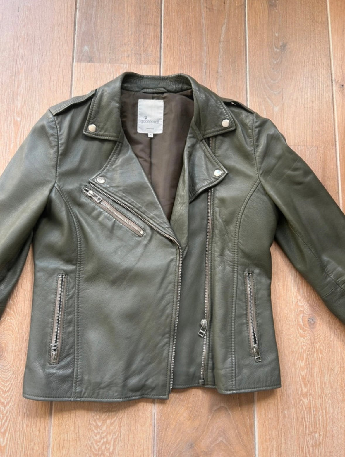 Goosecraft leren jack, maat M, donkergroen. Izgs!, Ophalen of Verzenden, Gedragen, Maat 38/40 (M), Groen