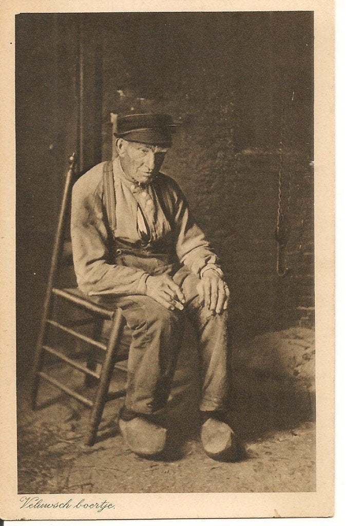 Oude Veluwse boer op klompen - Antieke ansichtkaart, Ophalen of Verzenden, 1940 tot 1960, Ongelopen, Gelderland