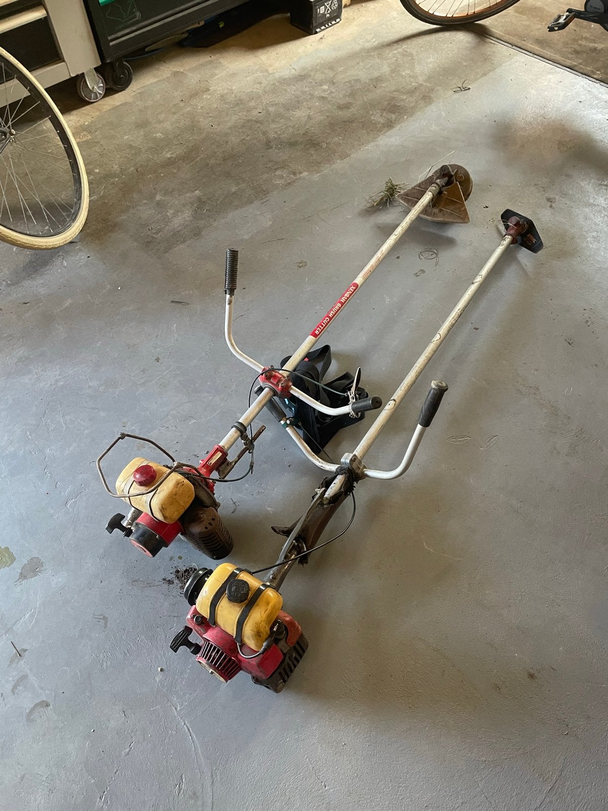 Setje vintage bosmaaiers - Voor de liefhebber!, Ophalen of Verzenden, Gebruikt, 30 tot 50 cm, Benzine