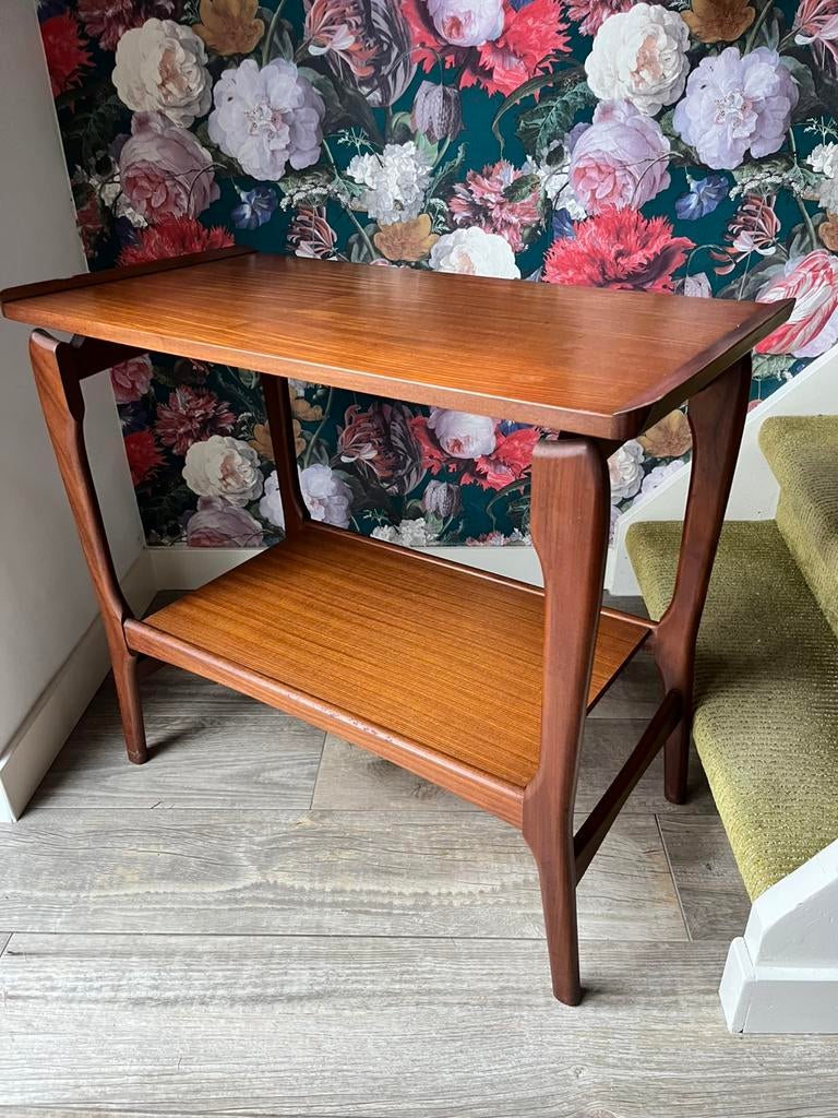 Vintage teak mooi bijzettafel tafel, Ophalen, Gebruikt, 75 cm of meer, 60 cm of meer