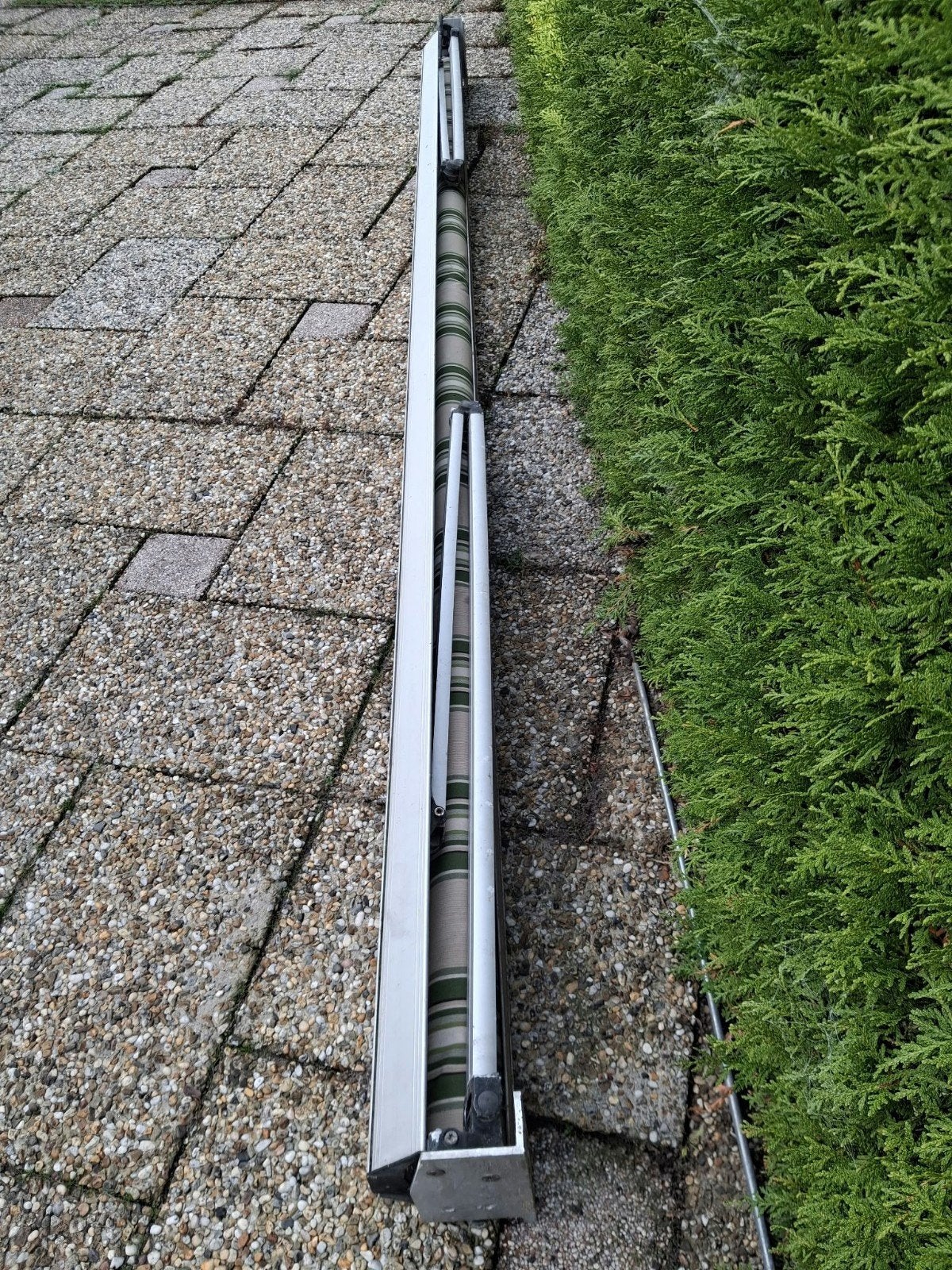 zonnescherm knikarm, Ophalen, Gebruikt, 150 tot 300 cm, 250 cm tot 450 cm