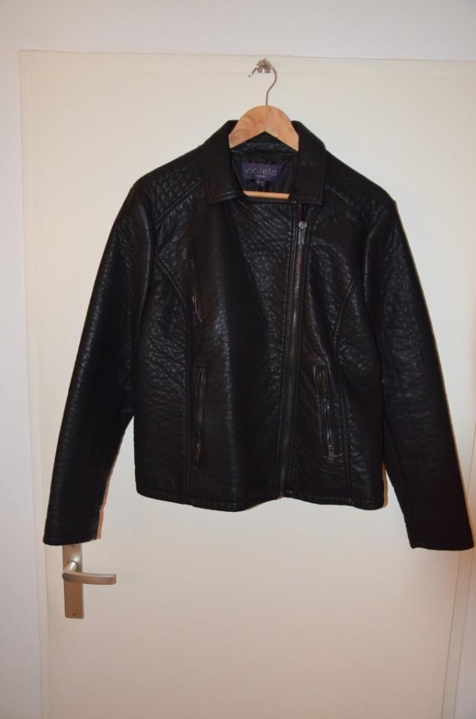 prachtig zgan kunstleren bikerjack maat XL Violeta, Kleding | Dames, Jassen | Winter, Zwart, Maat 46/48 (XL) of groter, Ophalen of Verzenden