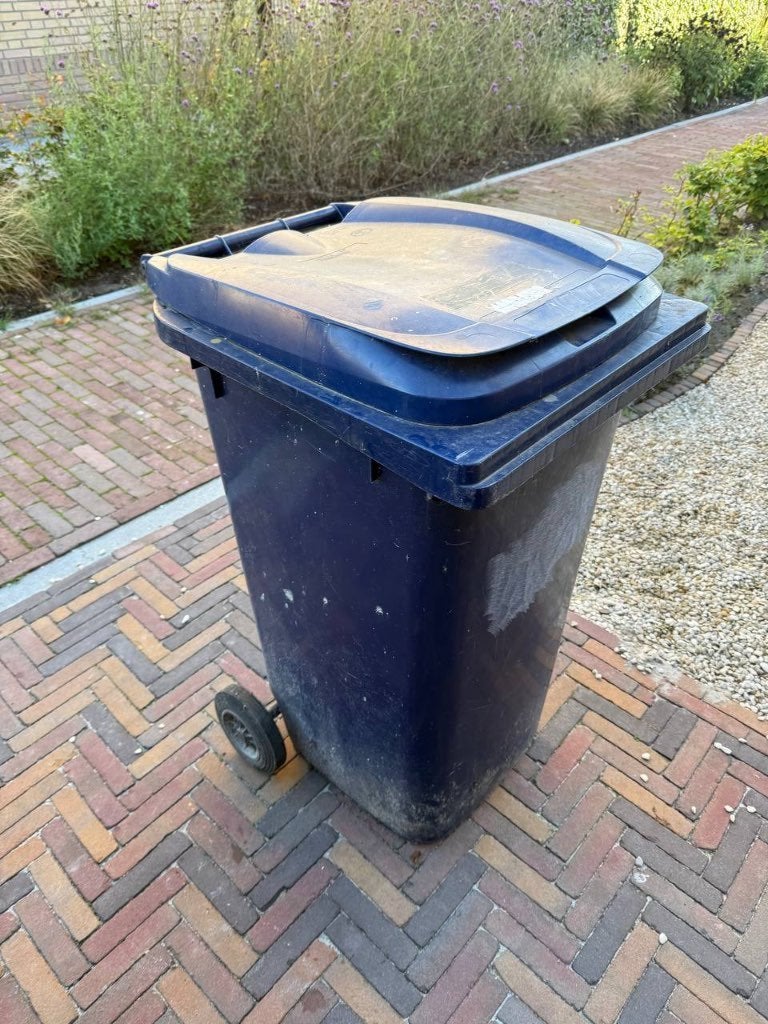 Blauwe kliko afvalcontainer 240 liter, Ophalen, Kunststof, Gebruikt, 40 liter of meer