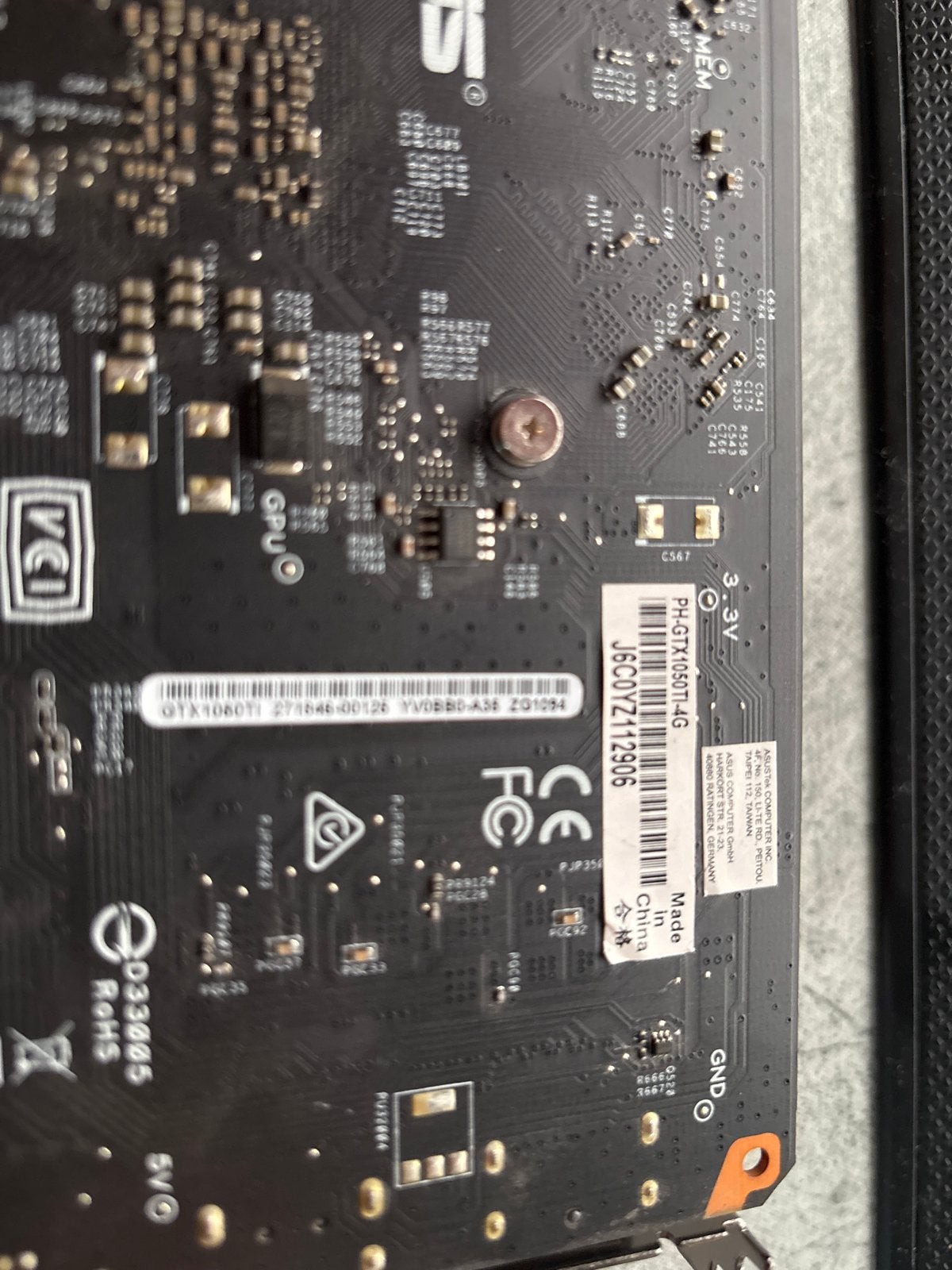 ASUS GeForce GTX 1050 Ti 4GB Grafische Kaart, PCI-Express 3, Gebruikt, HDMI, Ophalen of Verzenden