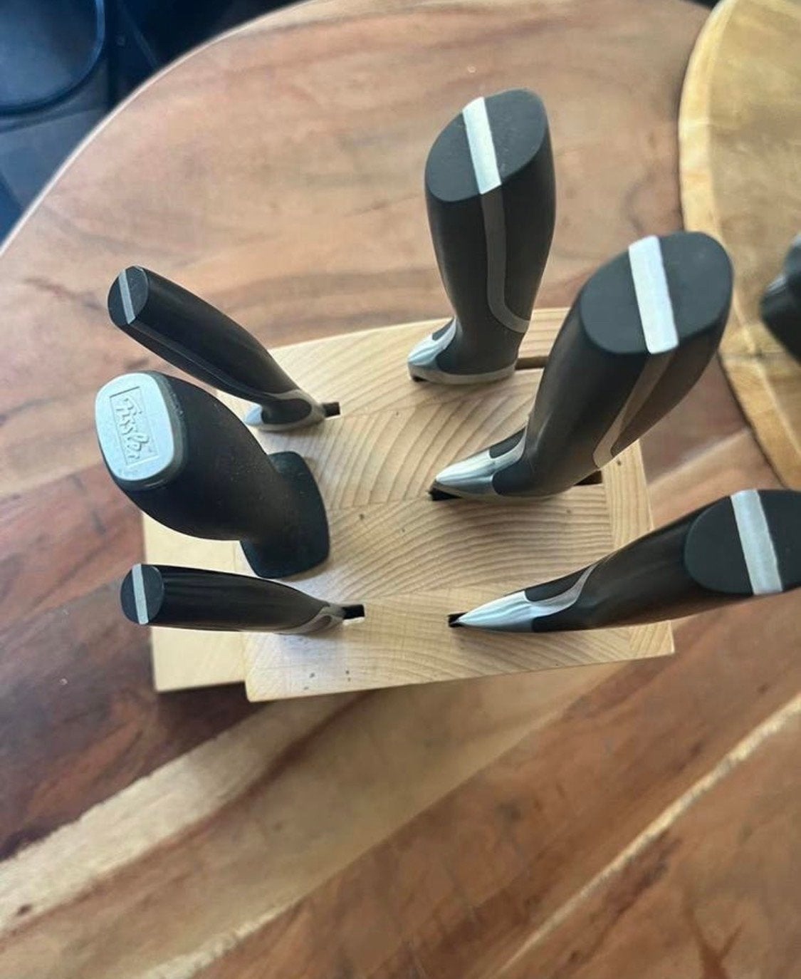 Fissler Perfection Messenblok 7-delig - Zo goed als nieuw, Huis en Inrichting, Overige typen, Hout, Ophalen of Verzenden, Zo goed als nieuw