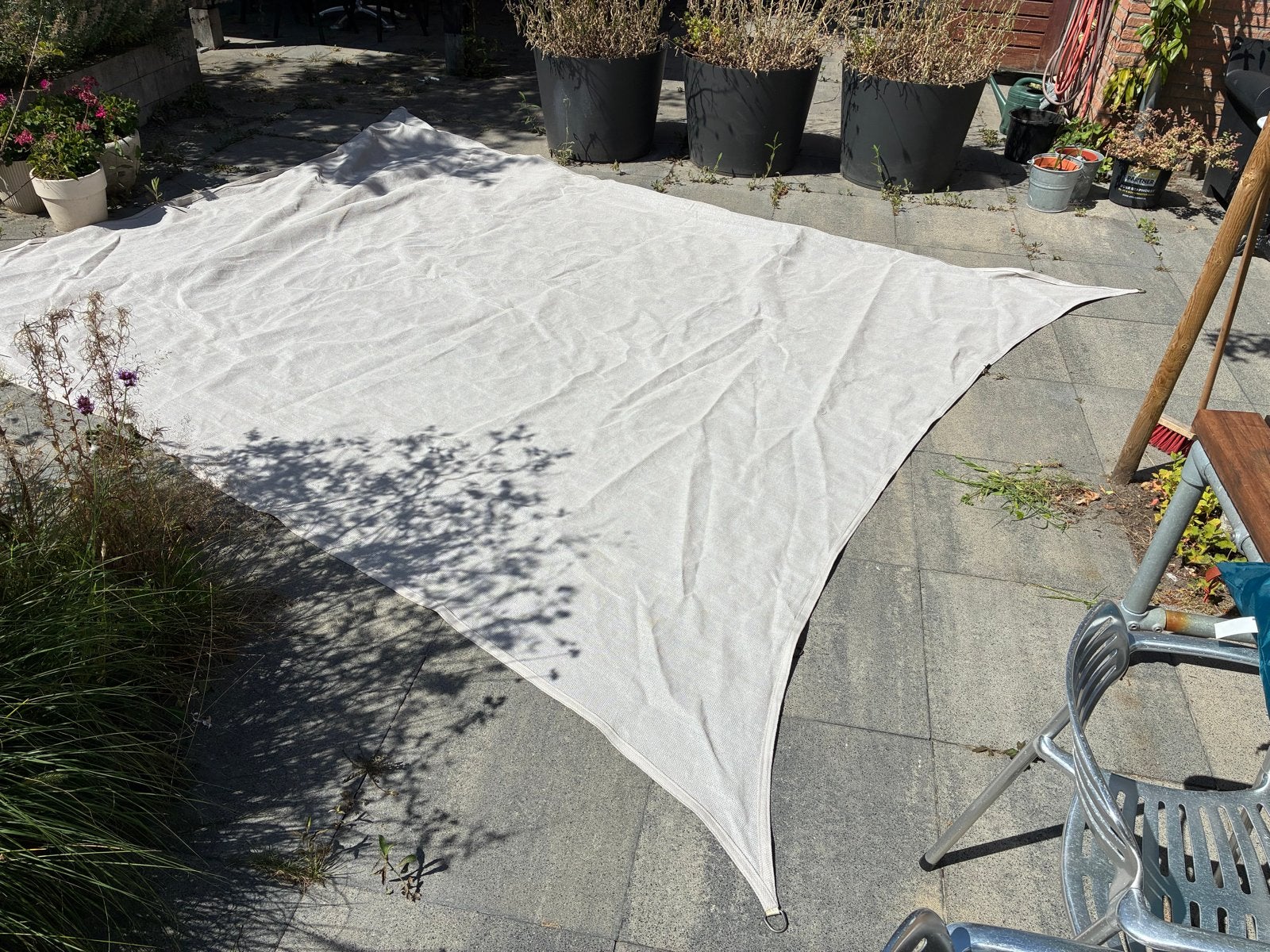 Zeer net schaduwdoek 3,5 x 4,5 meter, Ophalen, Gebruikt