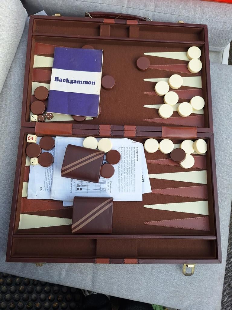 Vintage backgammon luxe spel in koffer compleet, Ophalen of Verzenden