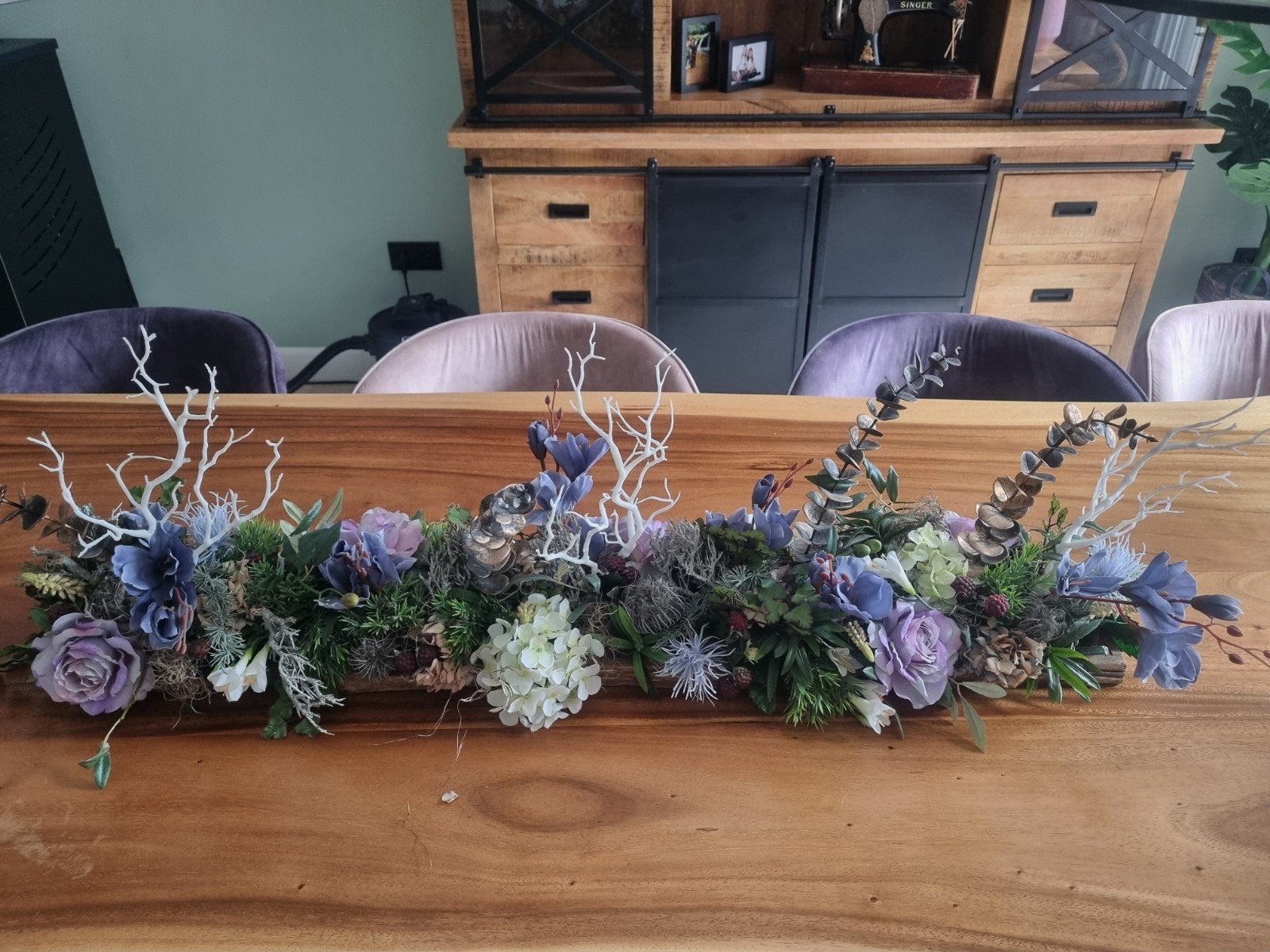 Prachtige kunstbloemstuk decoratie voor tafel, Ophalen, Meerkleurig, Kunststof, Zo goed als nieuw
