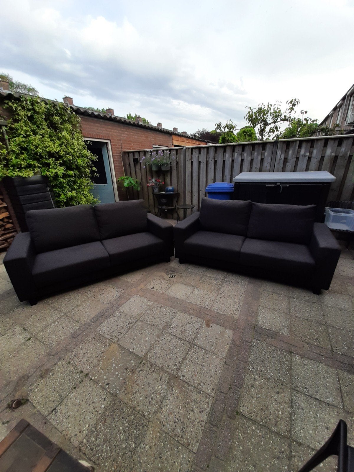Tk 22zitsbanken lang 2mtr antraciet grijs, 125 cm of meer, 125 cm of meer, Ophalen of Verzenden, Zo goed als nieuw