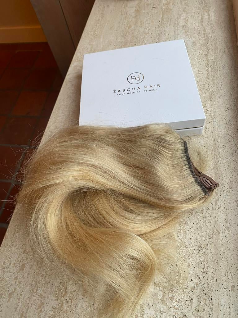 Zasha V-part latte highlights 40 cm, Ophalen of Verzenden, Gebruikt, Pruik of Haarverlenging