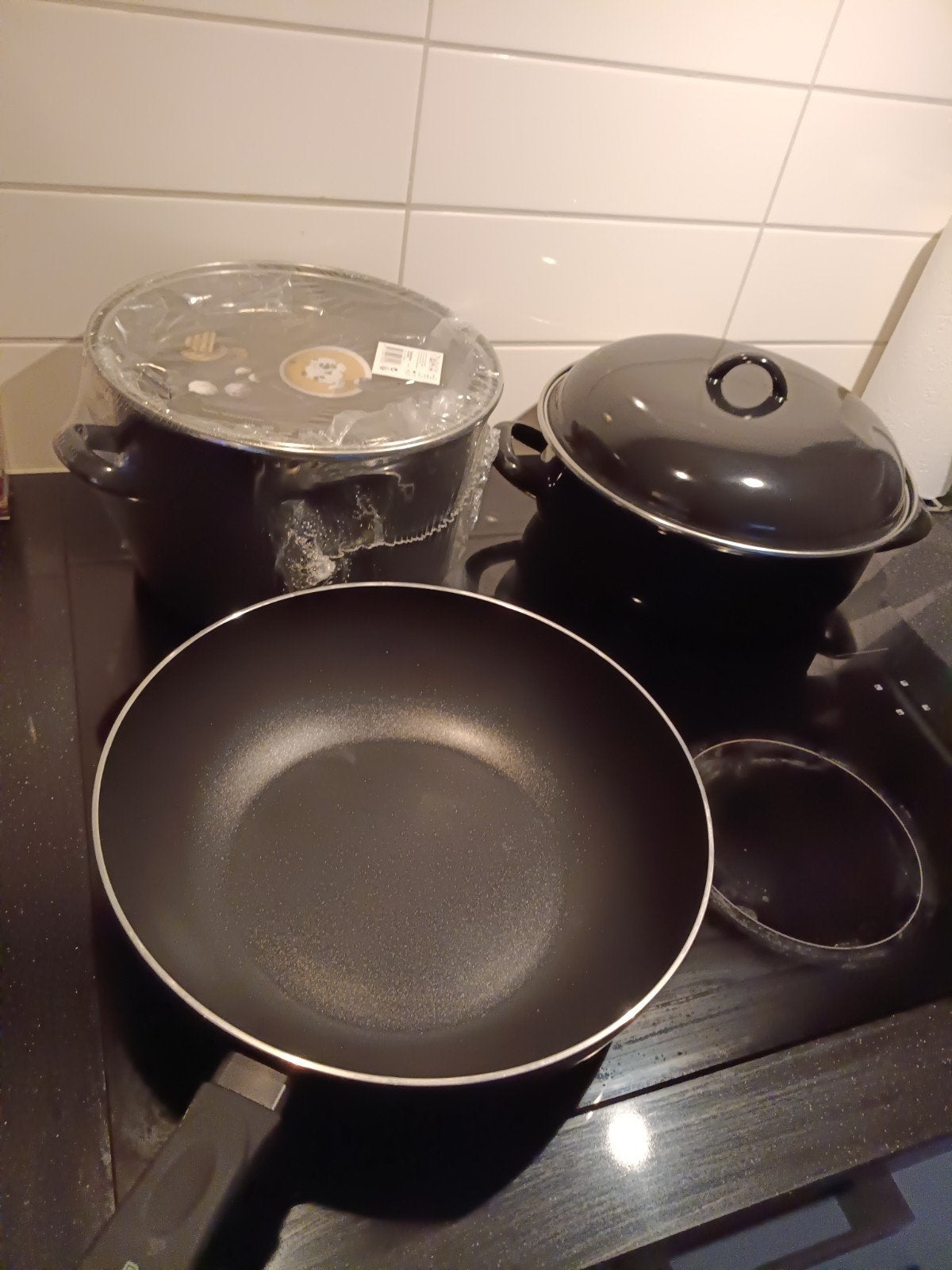 Pannenset: Soeppan, Braadpan, Koekenpan - Nieuwstaat, Overige materialen, Pannenset, Ophalen of Verzenden, Zo goed als nieuw