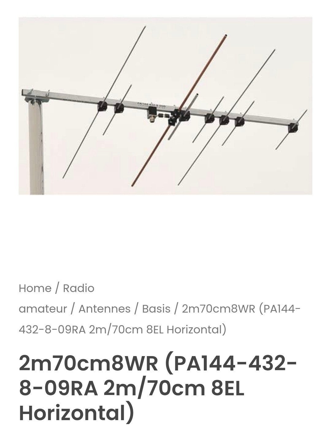 2m/70cm 8EL Horizontale Antenne (PA144-432-8-09RA), Ophalen of Verzenden, Zo goed als nieuw, Antenne