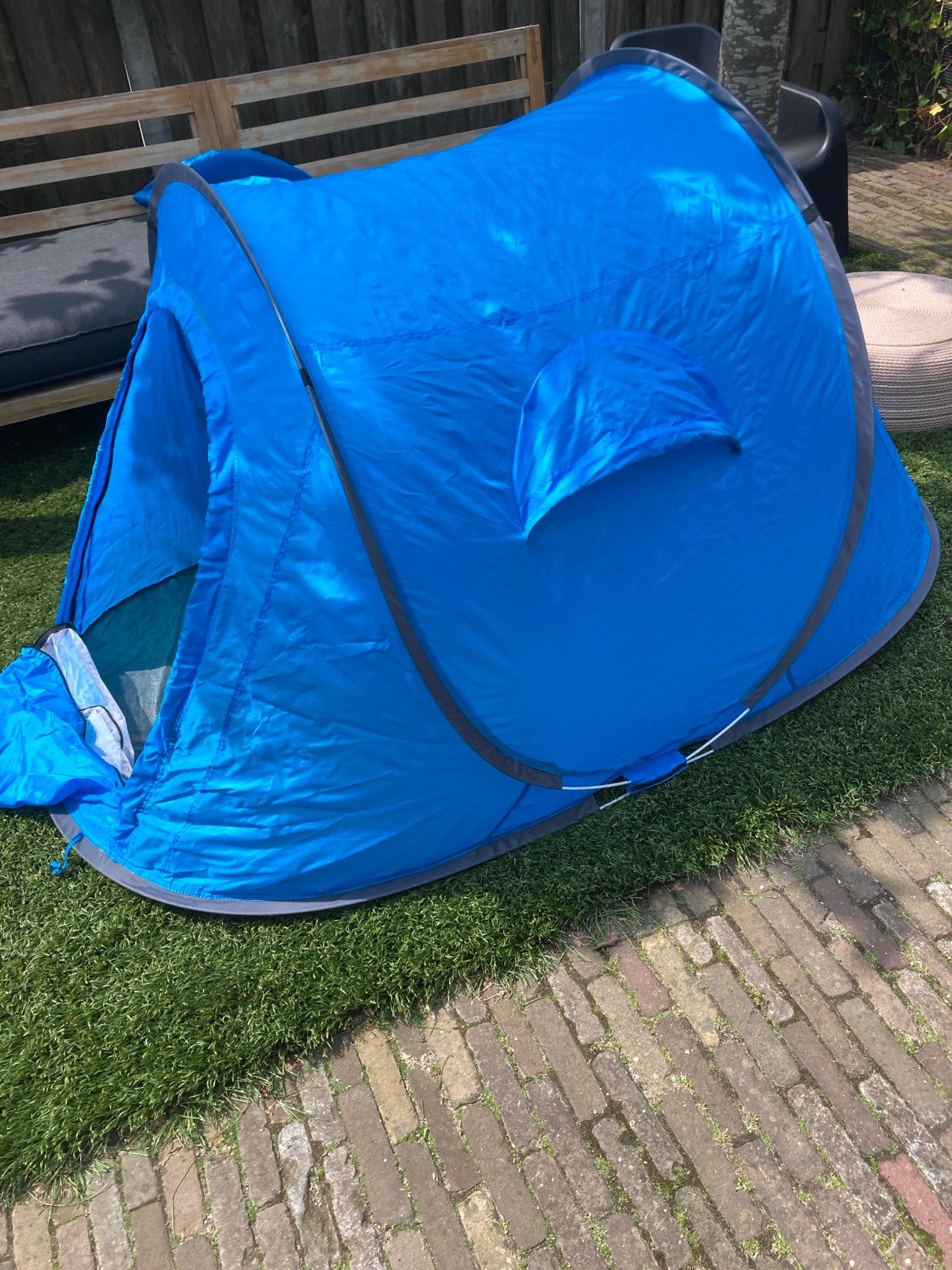 Pop-up tent  ruime 1 persoons blauw, Ophalen, Gebruikt, Tot en met 2