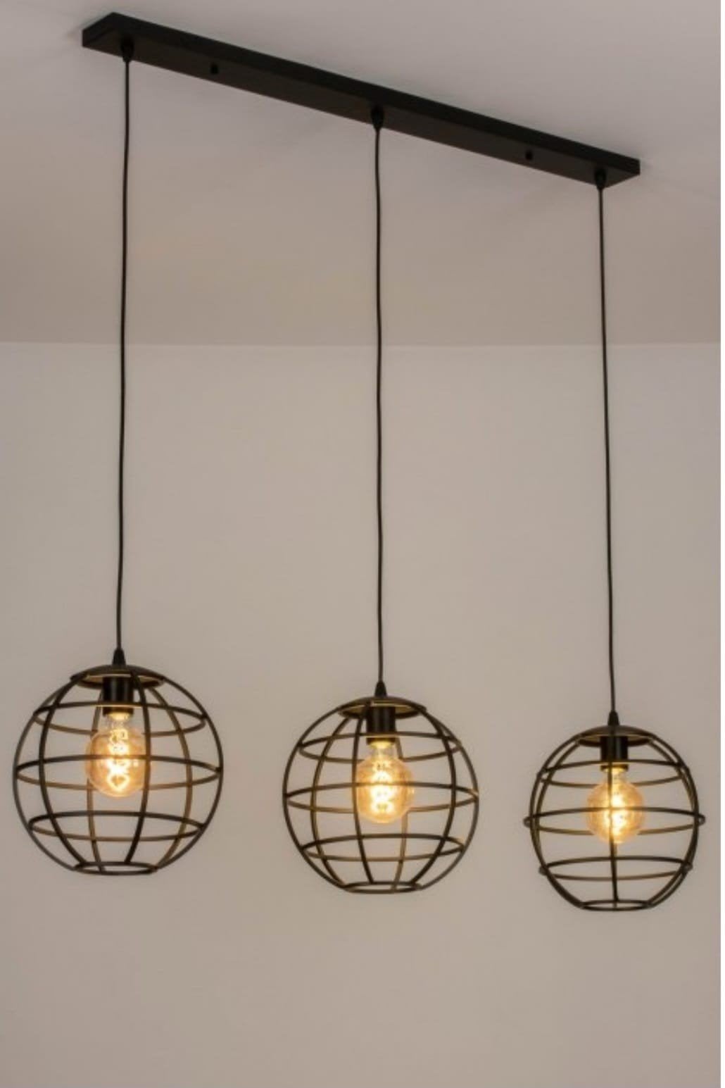 Mooie brons zwarte industriële metalen hanglamp, Ophalen, Zo goed als nieuw, Minder dan 50 cm