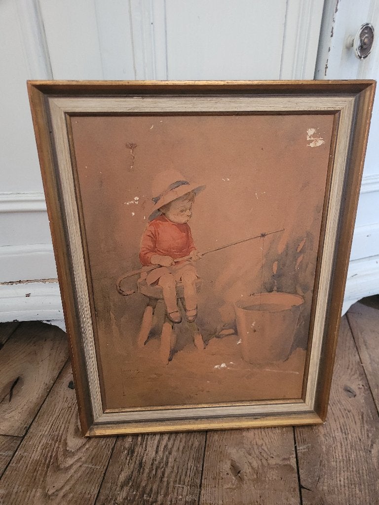 Vintage houten lijst, Heikant 21 Kaatsheuvel, Gebruikt, 32 cm, Schilderijlijst
