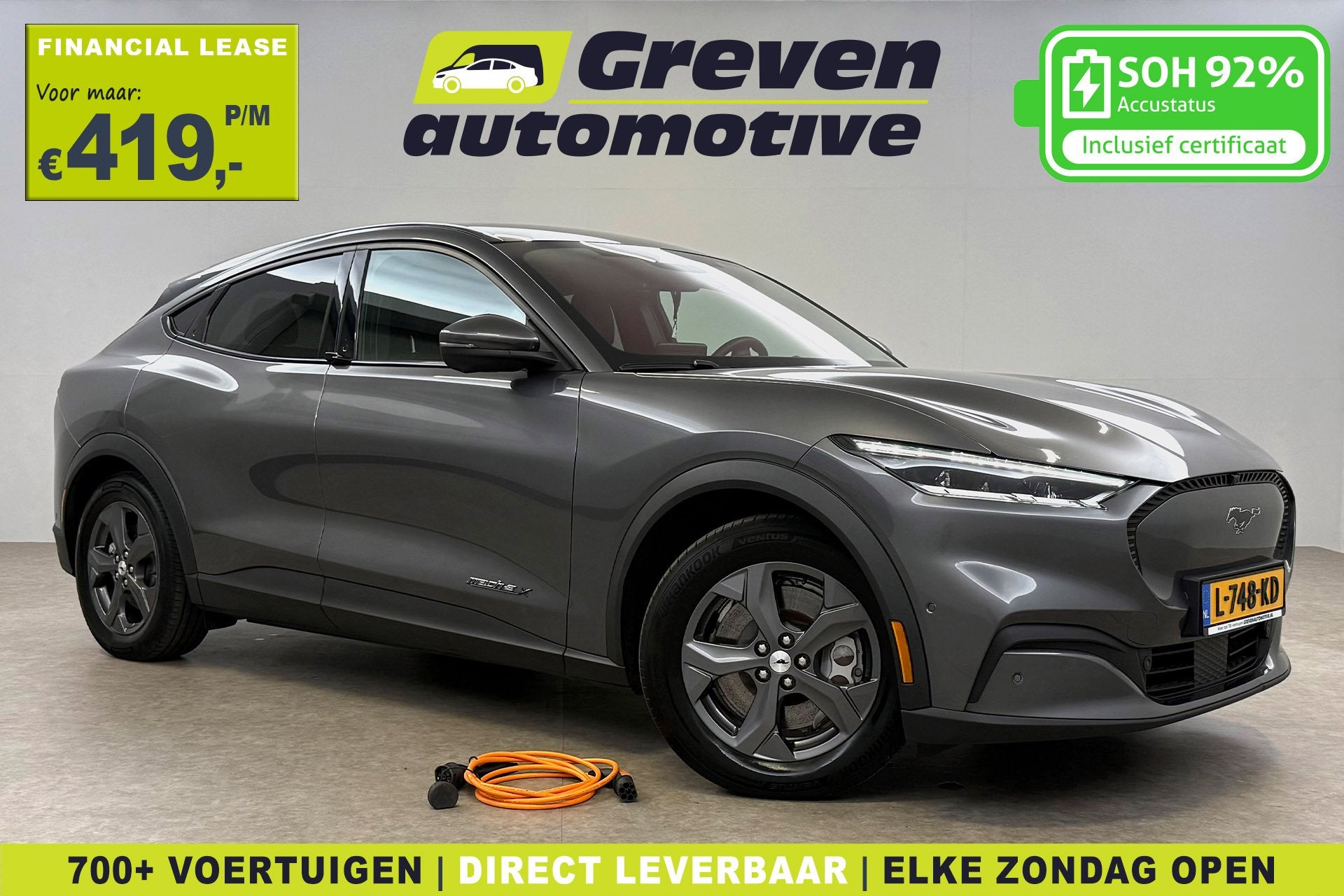 Ford Mustang Mach-E Extended RWD 98 kWh | Snelladen | SOH 92, Auto's, Gebruikt, 750 kg, 610 km, Origineel Nederlands