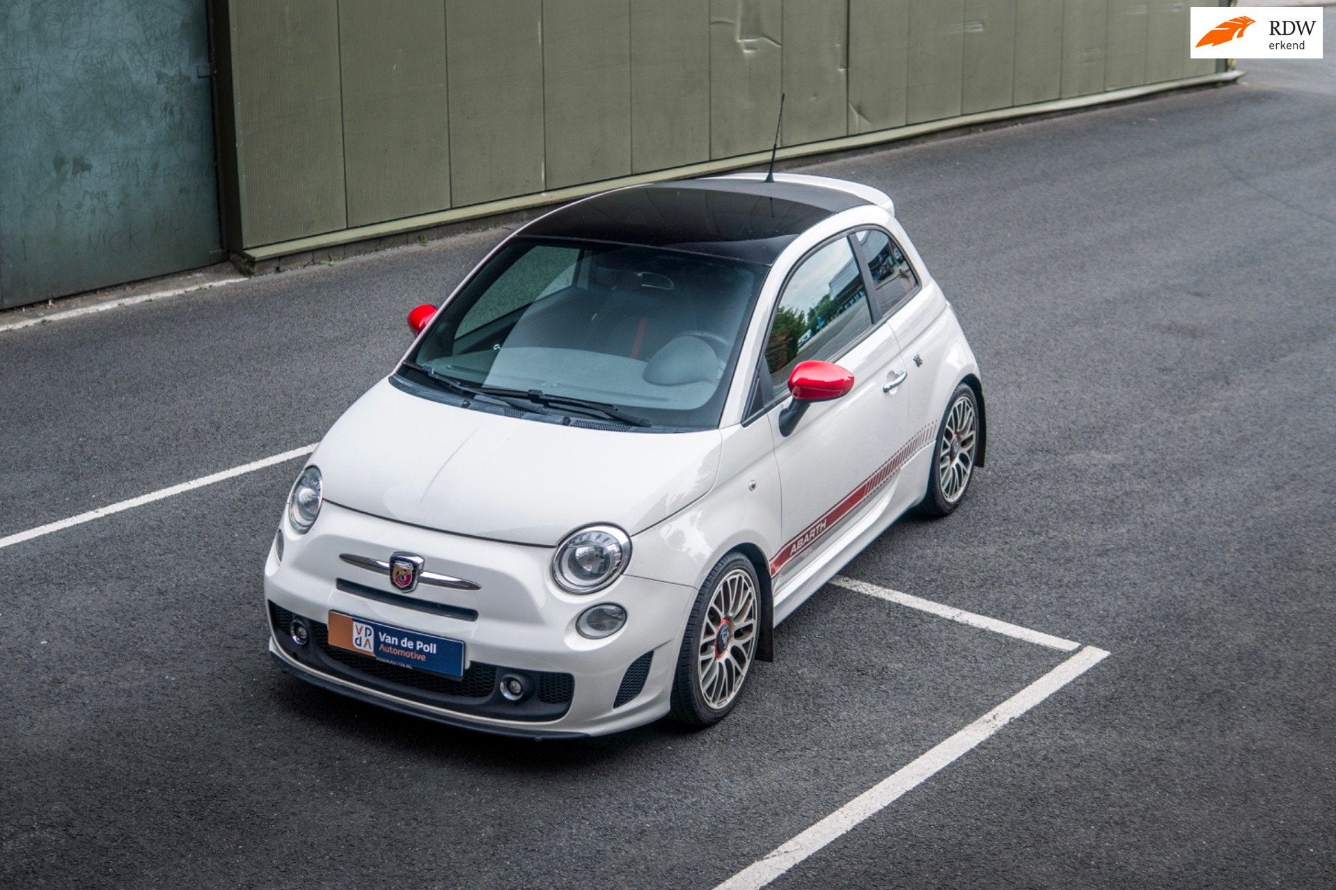 Fiat 500 1.4-16V Abarth Airco l Sportuitlaat l Dakraam l 17', Auto's, Voorwielaandrijving, 4 cilinders, Wit, 1010 kg