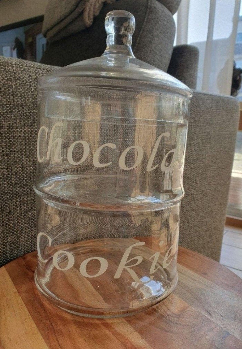 Koek/snoep/chocolade pot van glas, stapelbaar, 3 delig., Glas, Ophalen, Gebruikt, Met deksel
