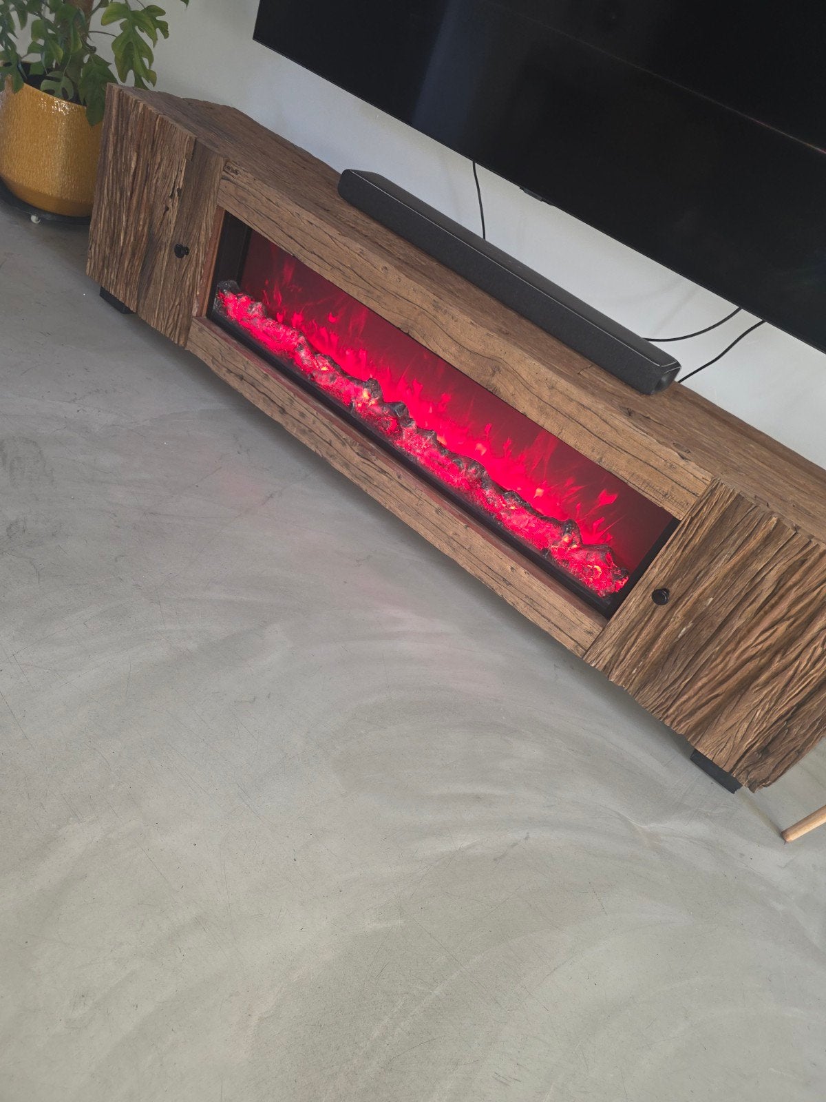 TV-meubel met sfeerhaard - 200x52x40 cm, Ophalen, Zo goed als nieuw, 200 cm of meer, Minder dan 100 cm