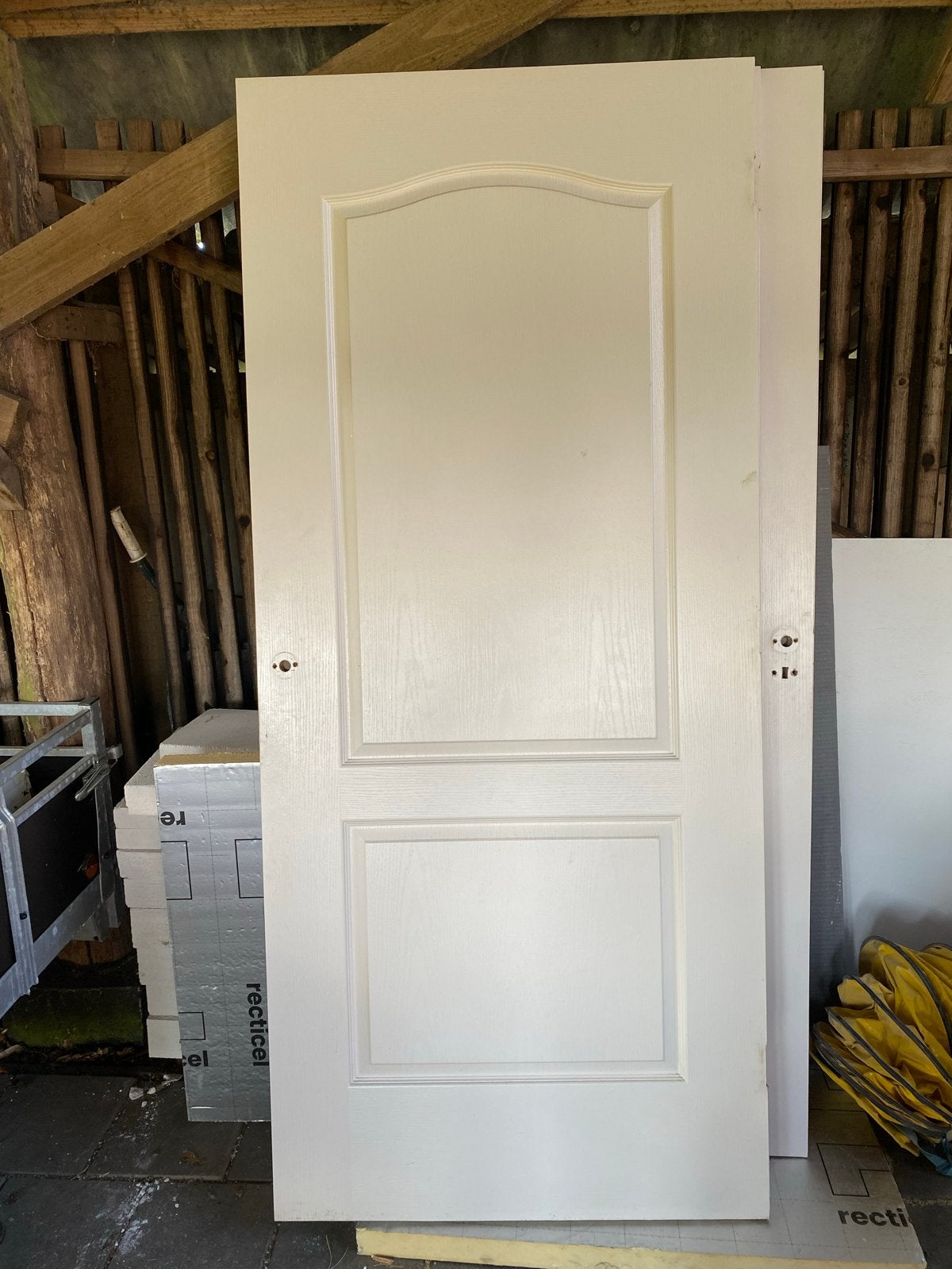 Witte binnendeur met panelen 4 stuks, Doe-het-zelf en Verbouw, Deuren en Horren, Ophalen, Gebruikt, 80 tot 100 cm, Binnendeur