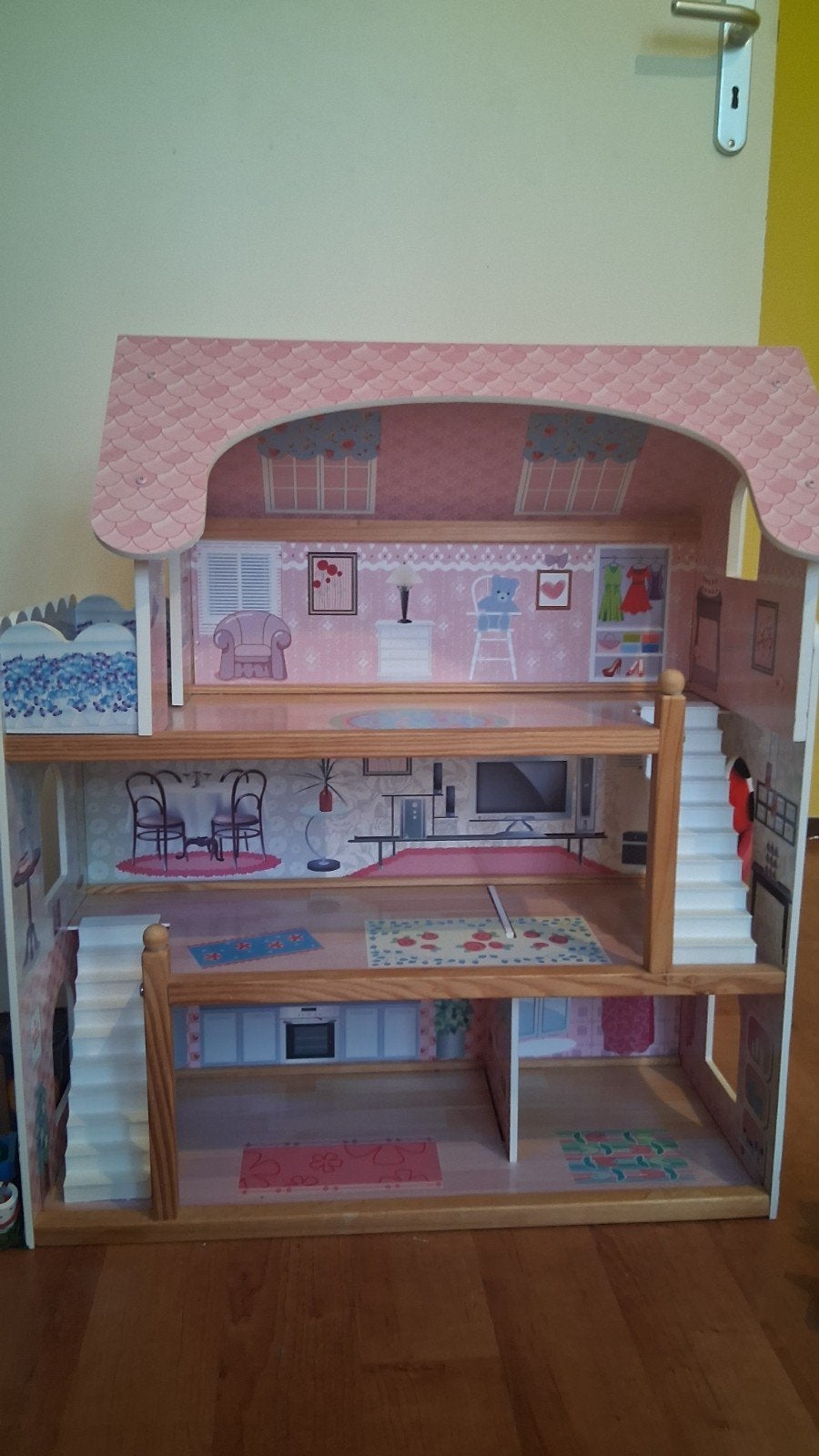 Poppenhuis Kidscraft met Meubels en Poppen, Ophalen, Zo goed als nieuw, Poppenhuis