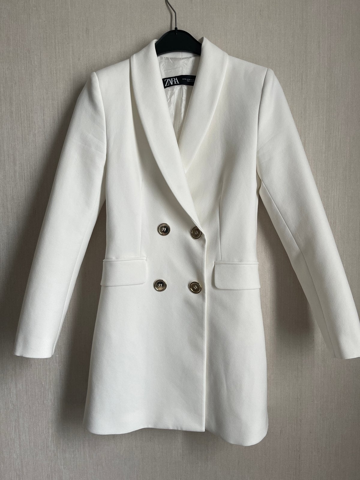 Zara Witte Blazer Jurk - Maat XS, Wit, Ophalen of Verzenden, Zo goed als nieuw, Jasje