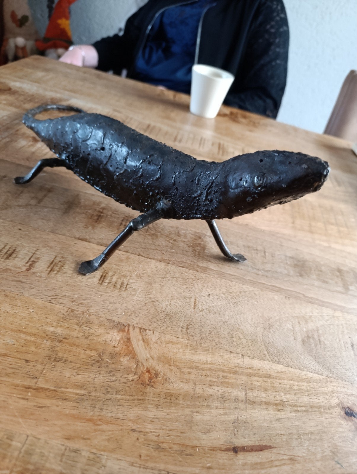 Birdwoods Hagedis/Salamander Beeldje - Handgemaakt Zimbabwe, Overige onderwerpen, Handgemaakt, Zwart, Beeld