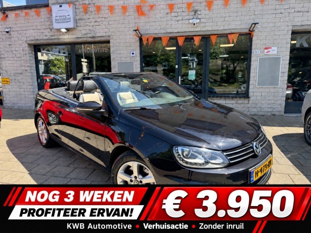 Volkswagen Eos 2.0 TSI Highline | Automaat | Leer 2 Tone, Auto's, Gebruikt, 4 cilinders, 4 stoelen, Zwart