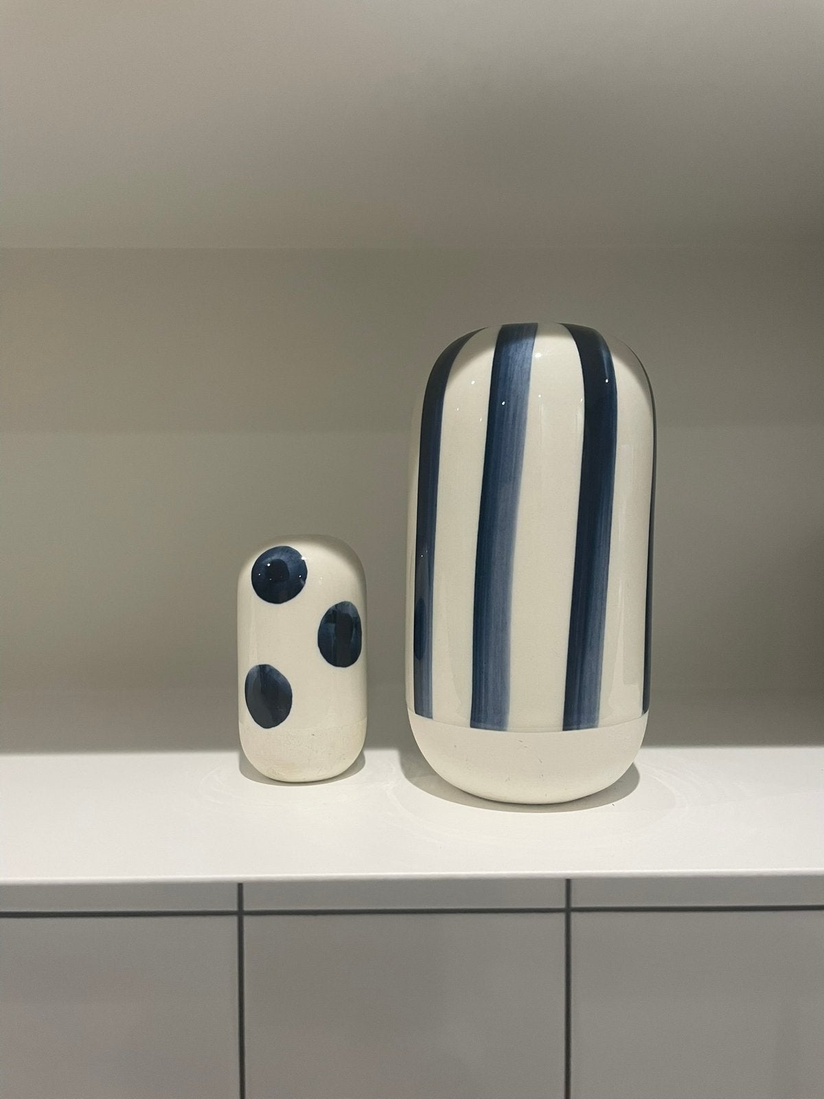 Vaasjes blauw wit Räder, Ophalen of Verzenden, Zo goed als nieuw, Wit, Steen/keramiek