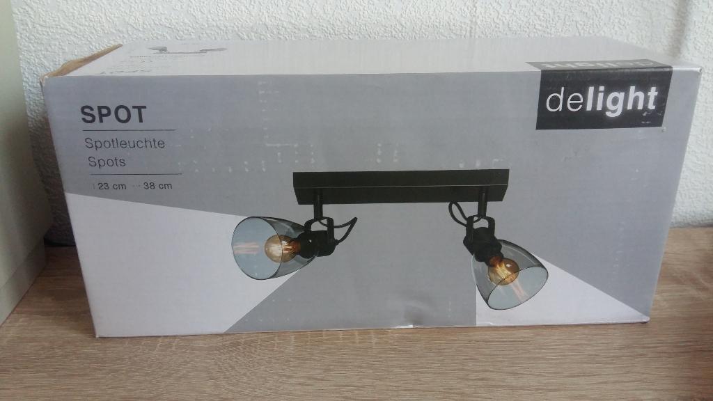 Spot 2-Lichts donker glas voor een industriële look., Ophalen, Nieuw, Metaal of Aluminium, Plafondspot of Wandspot