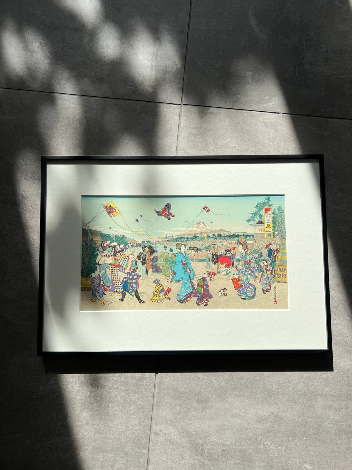 New Year’s Day Landscape of Edo (Tokyo) – Japanse prent, Antiek en Kunst, Ophalen of Verzenden