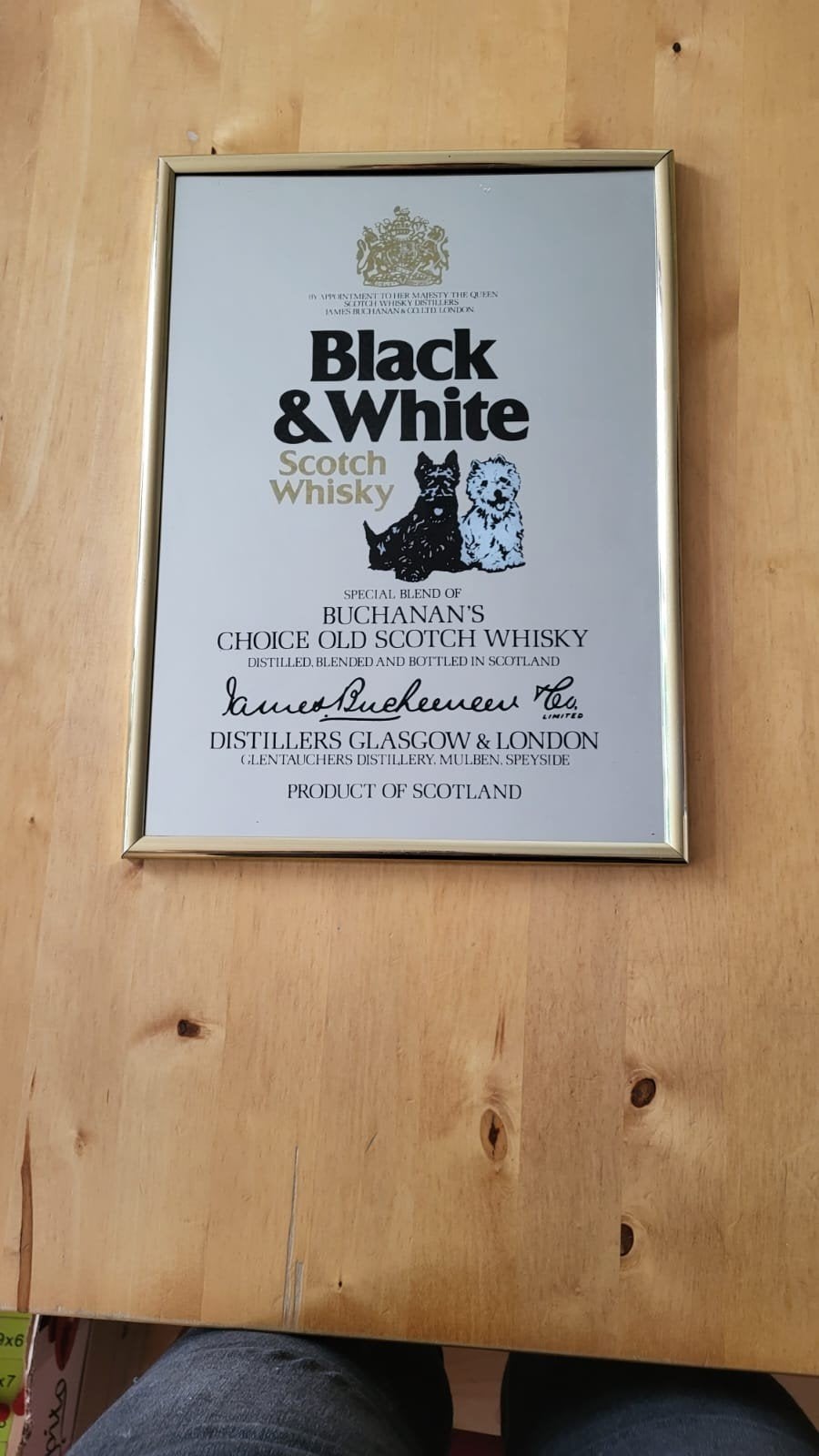 Vintage spiegel Black & White Scotch Whisky, Verzamelen, Merken en Reclamevoorwerpen, Ophalen of Verzenden, Gebruikt, Reclamebord