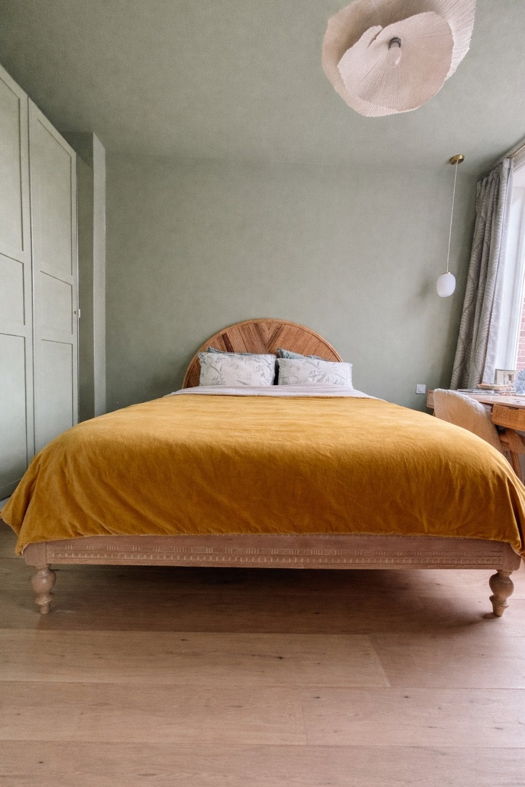 Maisons du Monde rotan hoofdbord 160 cm, Huis en Inrichting, Slaapkamer | Bedden, Ophalen, Tweepersoons, Zo goed als nieuw, 160 cm